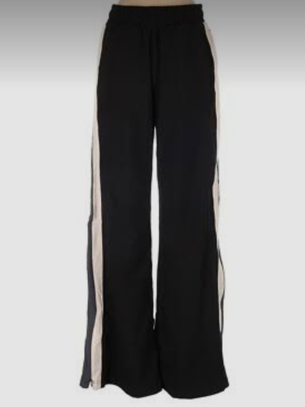 Zella Nordstrom Black Straight Leg Track Pants | White & Grey Side Stripe | M